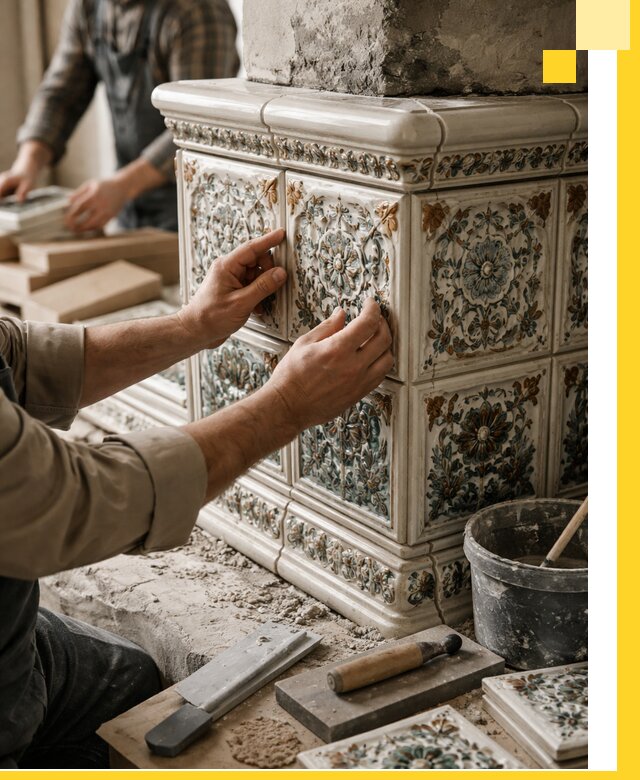 Изразцовые камины под ключ в Новошахтинске: проект и монтаж