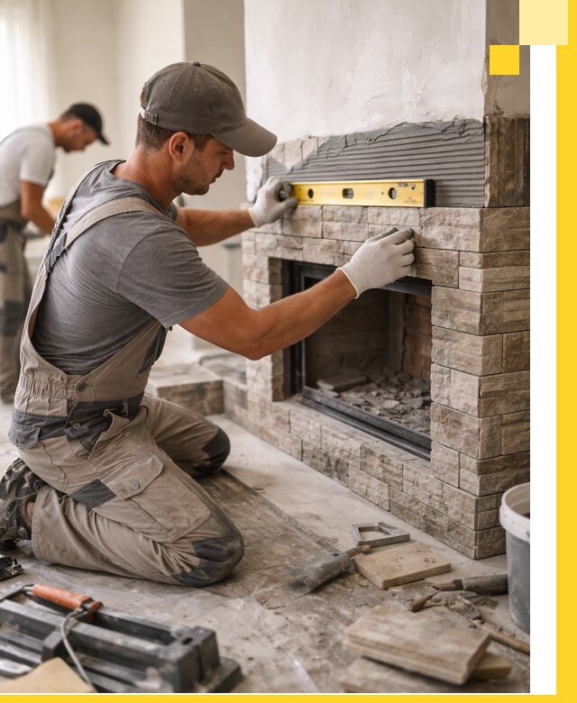 Облицовка каминов в Новошахтинске, монтаж и отделка натуральным камнем