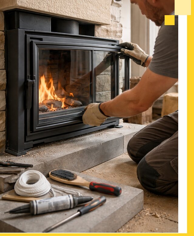 Производство, монтаж и доставка каминов со стеклом в Новошахтинске