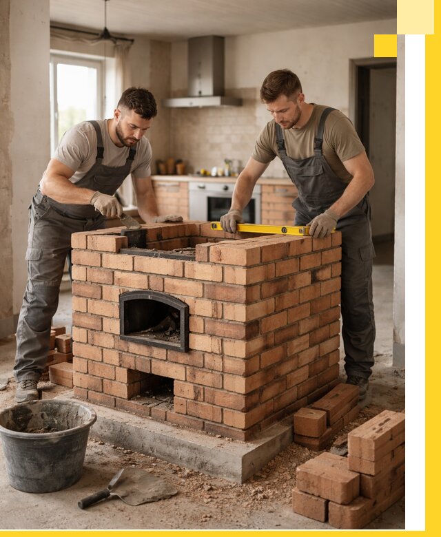 Установка и монтаж печей в частном доме в Новошахтинске под ключ