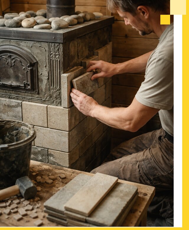 Облицовка банных печей в Новошахтинске профессиональная отделка