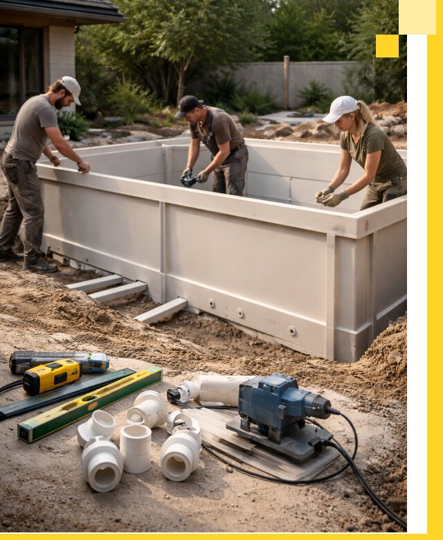 Установка полипропиленовых бассейнов под ключ в Новошахтинске