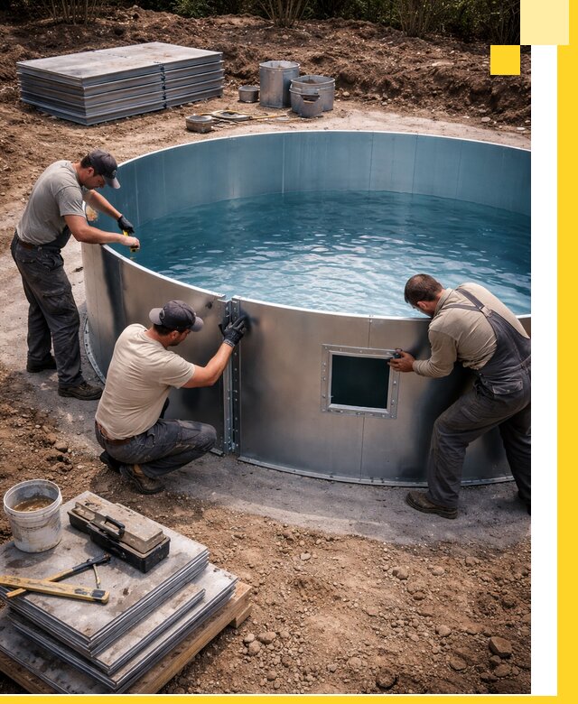 Круглые бассейны под ключ в Новошахтинске проектирование и монтаж