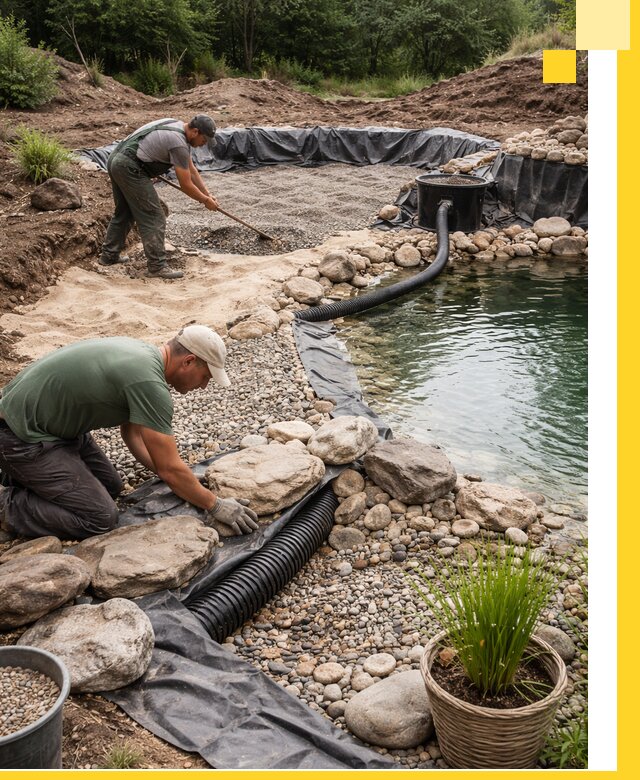 Строительство природных бассейнов и озер в Новошахтинске под ключ