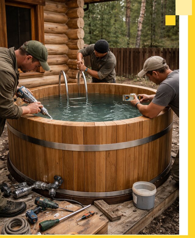 Строительство бань с купелью под ключ и отделкой в Новошахтинске