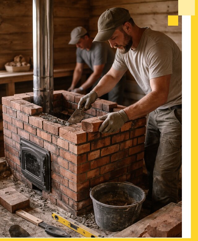 Кирпичные печи для бани под ключ в Новошахтинске, проект и монтаж