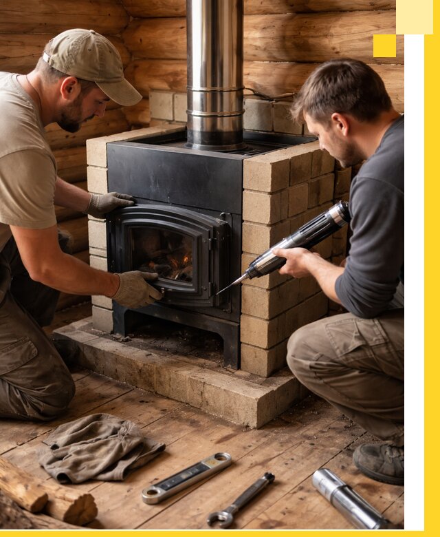 Монтаж и установка печи в бане под ключ с гарантией в Новошахтинске