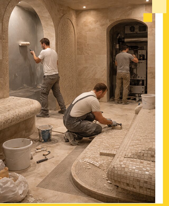 Строительство бани с хамамом и бассейном под ключ в Новошахтинске