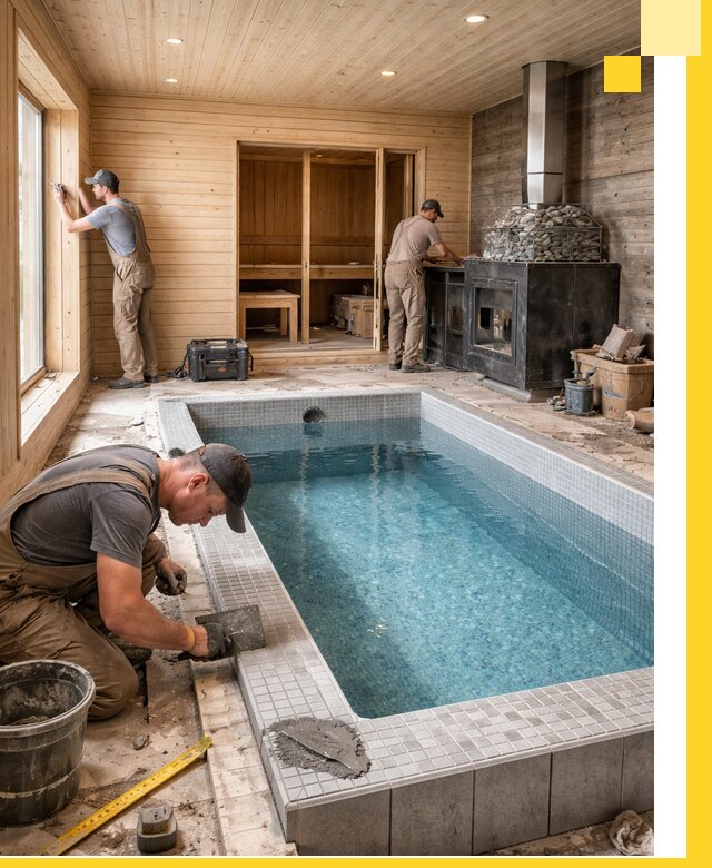 Проект бани с бассейном и сауной в Новошахтинске под ключ