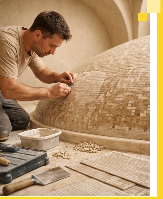 Профессиональная укладка мозаики для хамама под ключ в Новошахтинске