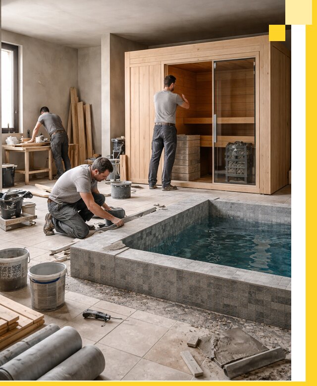 SPA зоны под ключ с бассейном сауной и печью в Новошахтинске